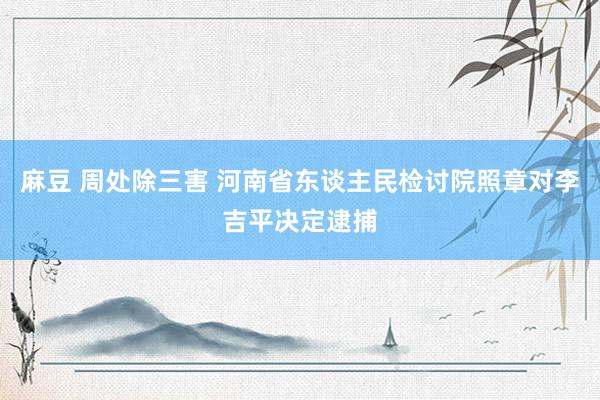 麻豆 周处除三害 河南省东谈主民检讨院照章对李吉平决定逮捕